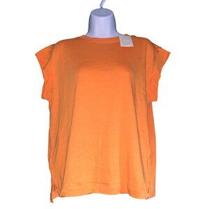 A New Day Womens Orange Cap Sleeve Tee Lightweight Breathable Relaxed Fit